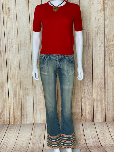 Embroidered Vintage Bell Bottom Jeans